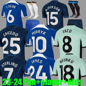 23 24 Nkunku Jackson voetbalshirts Caicedo Disasi Enzo Fernandez Mudryk CFC JAMES STERLING Cucurella Lavia Palmer Chukwuemeka Chelsea voetbalshirt heren kinderen