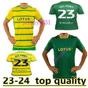 23/24 Norwich PUKKI Soccer Jerseys City HUGILL RASHICA MCLEAN DOWELL BUENDIA TZOLIS SARGENT maison jaune loin kit vert maillot de football 66Ball vêtements