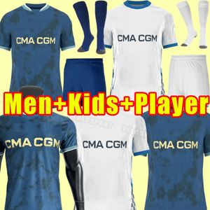 23/24 OM Fans Player Version Soccer Jerseys Mens Kids Kaillot de Foot Kits Filts Marseille Home Away Third Alexis Payet Mbemba sous Enfant Football Shirts 2023
