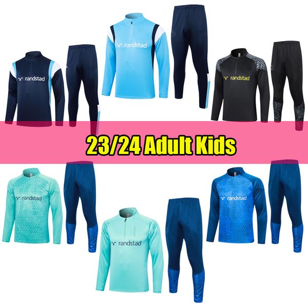 23 24 Om Soccer Training Costume Half-Zip Football Tracksuit Long Manches Jersey Kit uniforme Kids Adult Kids Futbol Jacket 2023 2024 Outdoor Jogging Sportswear