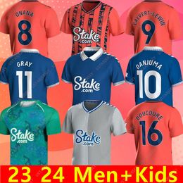 23/24 Onana Soccer Jersey 2023 2024 Beto McNeil Calvert-Lewin Godfrey Shirts Mens Y.Chermiti Everton Gray Doucoure Mykolenko Danjuma Football Uniforms Kit Kit