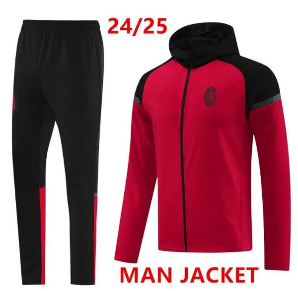 24 25 MILAN MIAN HOODED Tracksuit Long Zipper Jacket Training Slew Ibrahimovic 2024 2025 Soccer Tracksuits Milans Giroud R. Lea Bennacer Kessie Foot survit