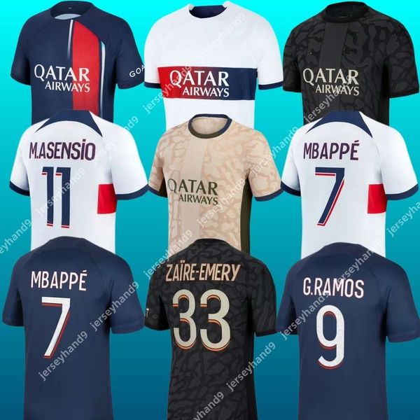 23 24 Paris Soccer Jerseys for Men P SGS Kids - Kits de football authentiques avec des noms MBAPPE HAKIMI MARQUINHOS VERRATTI