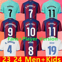 23 24 PEDRI GAVI Jersey de fútbol Barça LEWANDOWSKI FC FERRAN Camiseta de Futbol AUBA Barça JOAO CANCELO 2023 2024 ANSU FATI Fútbol JOAO FELIX Barcelona Kits Hombres Niños