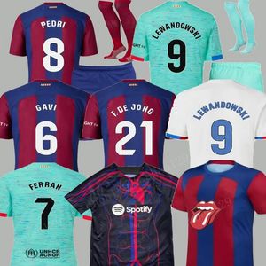 23 24 Pedri S Soccer Jersey Barcas Gavi Lewandowski FC Ferran Camiseta de Shirt Auba Annulo 2023 2024 ANSU FATI FOOTBALL JOAO FELIX Men Kids