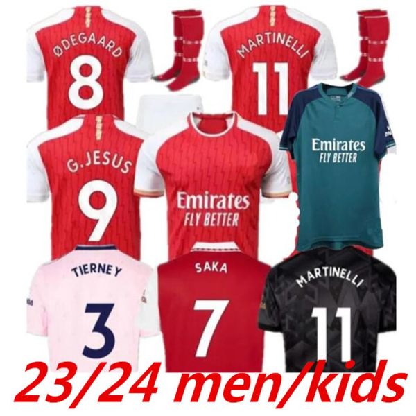 23 24 Pepe Saka Soccer Jerseys Home Away Kid Kit Socks Gunners Odegaard Thomas Willian Nicolas Tierney Smith Rowe Arsen 2023 2024 Football Shirt Boy 999 3340