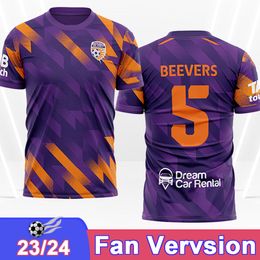 23 24 Perth Glory Mens Soccer Jerseys Beevers McEneff Amini Home Purple Football Shirts à manches courtes