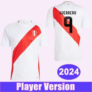 2024 Peru National Team Mens Player Soccer Jerseys Guerrero Araujo Lopez Santamaria Cartagena Home White Football Shirts korte mouw uniformen