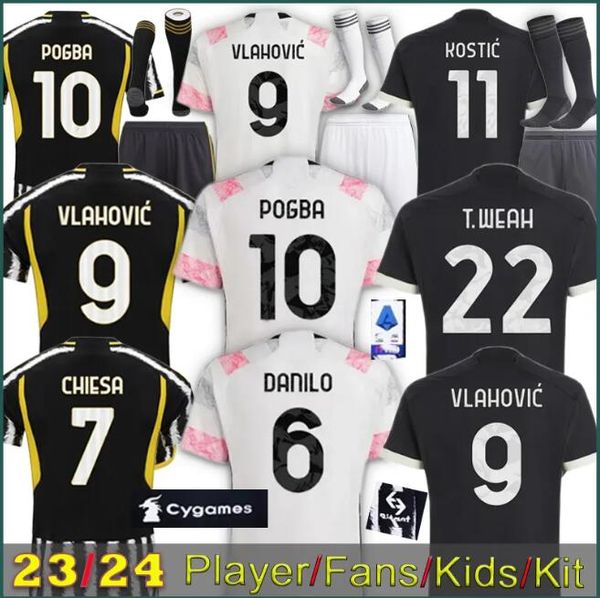 23 24 POGBA Soccer Jerseys DI MARIA 2024 JUVE Chemises de football Fans Player version hommes kits enfants YILDIZ maglia Juventus Home away 3ème VLAHOVIC MILIK BONUCCI KEAN