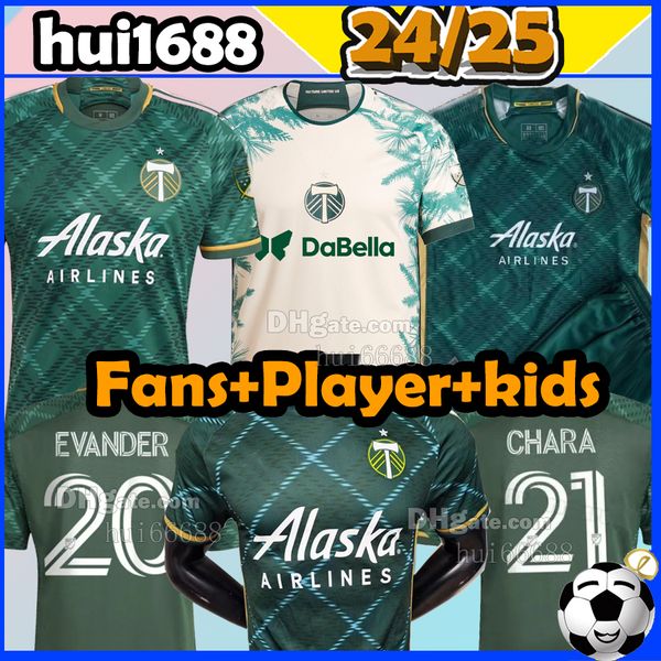 23/24/25 Portland Timbers Soccer Jerseys Bravo Mora # 19 Williamson # 20 Evander # 21 Chara Moreno 2023 2024 Green Home Fans Player Version Kids Football Shirts Uniforme