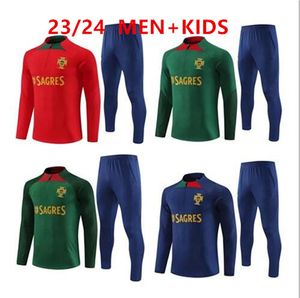 23 24 Portugal Kids Tracksuit Joao Felix Brazil Soccer Jerseys Training Suit Ruben Neves Bruno Ronaldo Fernandes Portugieser Portugais Adulte Tracksuit Set Men