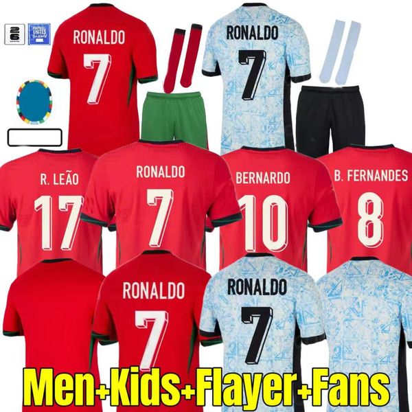 23 24 Portuguesa Portugal Jerseys de fútbol Ruben Ronaldo Portugieser 2024euro Copa Portuguesa Camisa de fútbol de fútbol Men Kits Kits de la Copa Mundial Portugals Tops