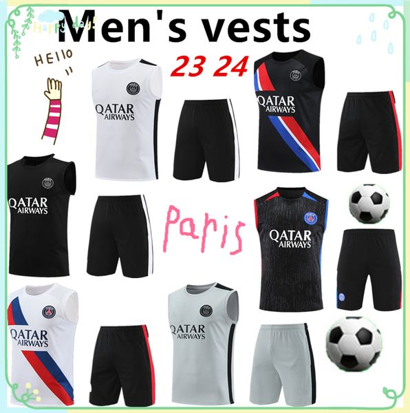 23 24 PSGes Vêtements d'entraînement en plein air Paris Football Survêtement Jersey Mbappe Ensemble gilet pour hommes