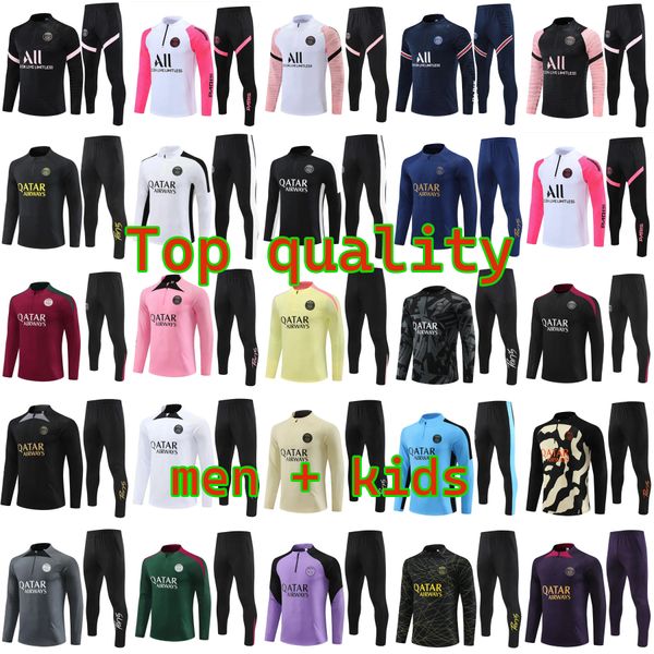 23/24/25 Soccer Tracksuits Training Chandal Mbappe Kit Survitement Foot Tuta Jacket Retro 23/24 UTBOL FOOTBALL MEN ET ENFANTS