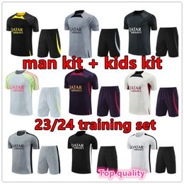 23 24 PSGs korte mouw trainingspak 2023 2024 parijs MBAPPE mannen kind trainingspak Voetbal Jersey kids kit uniform chandal man kids set