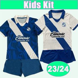 23 24 Puebla Kids Kit Voetballen Jerseys Cavallini Waller Garcia Carabajal Gonzalez de Buen Ferrareis Home Away Football Shirts korte mouw uniformen