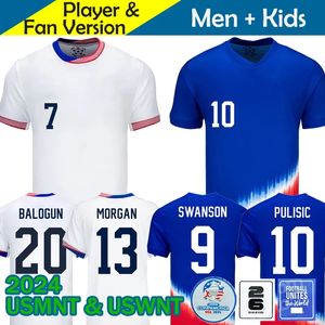 23/24 PULISIC t-shirt UsaS Soccer Jerseys REYNA AARONSON WEAH ACOSTA 2024 Maillot De Futol FERREIRA DEST MORGAN Us A Football Shirt Rapinoe Dunn Hommes Femmes Enfants