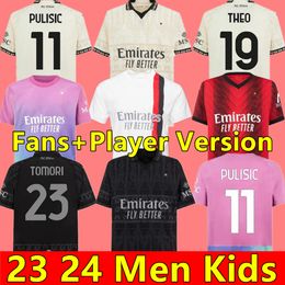 23 24 Rafa Leao Jerseys Milans Milans Giroud de Ketelaere Pulisic Tonali Theo Dest Football Shirt 2024 Especial 4th Men Kit Kit Uniformes