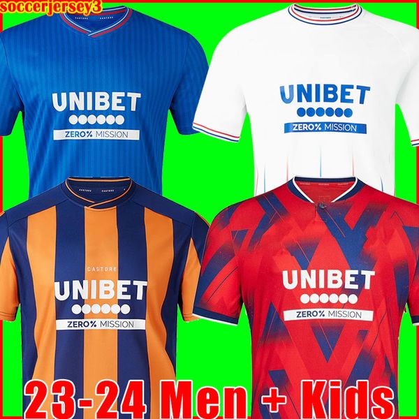 23 24 Maillot de football des Rangers 2023 2024 Glasgow COLAK ROOFE LUNDSTRAM HAGI BARKER MORELOS TAVERNIER KENT TILLMAN FC FASHION JR Maillot de football hommes kit enfants