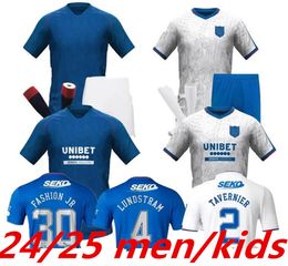 24 25 Rangers Soccer Jerseys 2024 Home Shirt Away Glasgow Colak Roofe Lundstram Hagi Barker Morelos Tavernier Kent Tillman 3rd Football Man Kids Kit 999