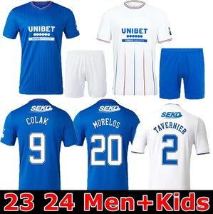 23 24 Rangers Soccer Jerseys Glasgow 2023 2024 à domicile TEE CHAMPIONS 150e version légendaire DEFOE BARKER MORELOS Hommes enfants entraînement Football 16-2XL