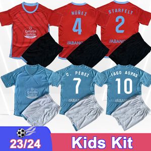23 24 RC CELTA DE Vigo Kit Kit Soccer Jerseys Franco de la Torre Franco Cervi Nunez F.Beltran Home Away Child Football Shirt Short Suit Uniforms
