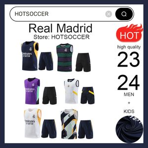 23/24 Real Madrid Football Sportswear Set Set Tracksuit Tank Top Shorts pour hommes et enfants Enquête sur le foot