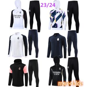 23 24 Real Madrid veste adulte à capuche survêtements de football ensembles enfants survêtement kit chandal futbol survetement madrides costume d'entraînement football longues vestes à glissière