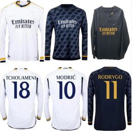 23/24 Maillot de football BELLINGHAM à manches longues du Real Madrid 2023 MODRIC ALABA VINI JR chemise RODRYGO VALVERDE TCHOUAMENI ARDA GULER KROOS Haut uniforme de football