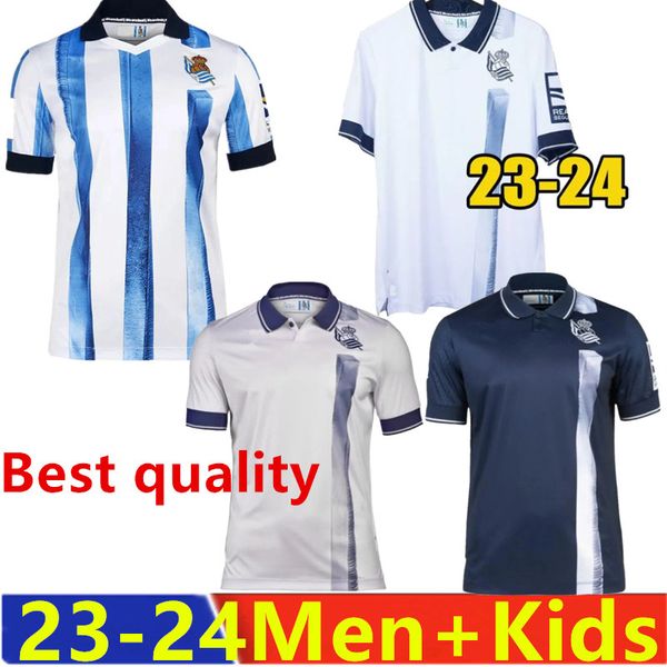 23 24 Real Sociedad Soccer Jerseys amisetas de futbol 23 24 PRENEZ KUBO OYARZABAL SADIQ ANDRE SILVA ZUBIMENDI à la maison troisième société royale Maillot de football pour hommes et enfants