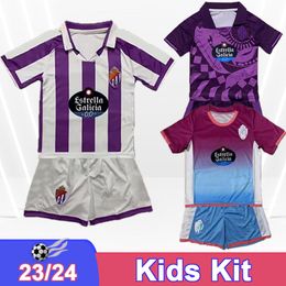 23 24 Real Valladolid Kids Kit Soccer Jerseys Weissman Oscar Plano Leon D. Torres I. Sánchez Monchu Escudero Moro Home Away Tercera camisas de fútbol de fútbol