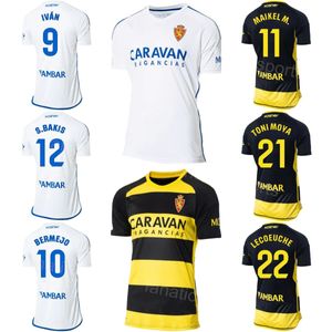 23/24 Real Zaragoza Soccer 21 Antonio Moya Jersey Club 20 Victor Mollejo 1 Christian Alvarez 10 Sergio Bermejo Lillo 19 Manu Vallejo Voetbalshirttenues Zwart Wit