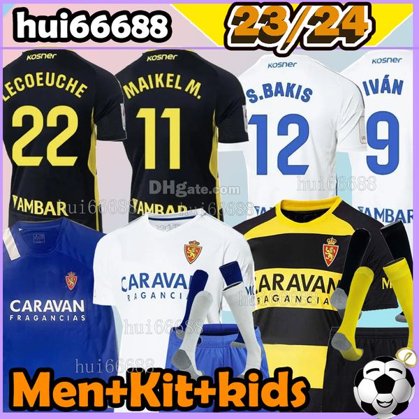 23/24 Real Zaragoza Soccer Jerseys Zapater Javi Ros Alejandro Zapater Miguel2023 2024 Pombo Shinji Kagawa Guti Javi Ros Kagawa Men Kit Fútbol Kids Football Camiseta