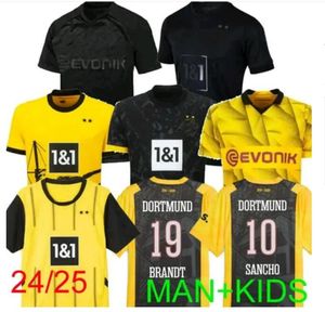 23/24 Reus Reyna Sancho 50e voetbaltruien 2023 Cup-versie Dortmund Kamara Hummels Adeyemi Brandt Shirt Hazard Ryerson Bynoe-Gittens Kids Kit Voetbaluniformen