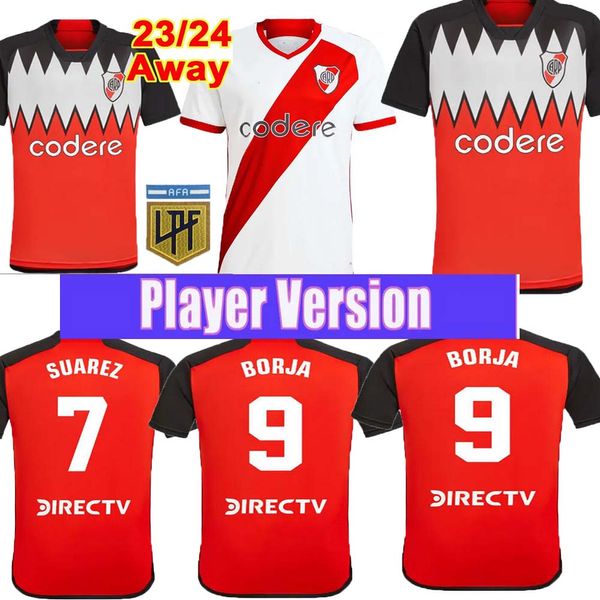 23 24 River Plate Player Version Pinola Mens Soccer Jerseys M.Borja Perez Accueil Blanc Away 3ème Chemise de football DE La Cruz Uniformes à manches courtes