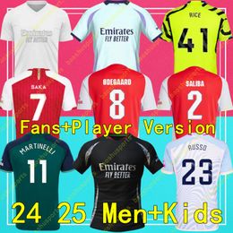 23 24 25 Saka Arsen Soccer Jerseys Smith Rowe G.JESUS Saliba Fans Player Versie Odegaard Martinelli 2023 2024 Nketiah voetbalkits Shirt Men Kids Boys Sets Uniformen uniformen uniformen uniform