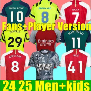 24 25 Jerseys de fútbol saka odegaard arroz saliba martinelli Thomas Nicolas Smith Rowe G.Jesus Arsens Tierney Smith Rowe 2023 2024 Camisa de fútbol Kit para niños en casa