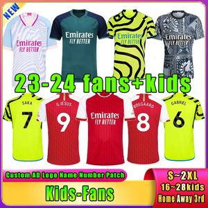 23 24 SAKA GABRIEL SMITH ROWE SALIBA Fans Joueur Maillots de football G.JESUS MARTINELLI TIERNEY ZINCHENKO Chemise de football à domicile Kit enfants uniformes