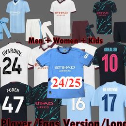 23 24 25 Haaland Mans Soccer Jerseys Grevish Sterling Cities Mahrez Fans Version De Bruyne Foden 2024 Kit Kit Kit Kit Kit Uniform Shirt 16-4xl