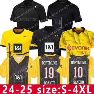 23 24 Sancho Soccer Jerseys Reus Dortmunds 50 ans au Westfalenstadon Special 2024 Borussia Soccer Haller Football Shirt Neongelb Brandt Kids Special All Black