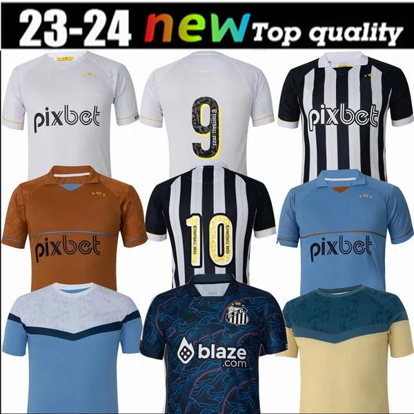 23 24 SANTOS FC MENS SOCCER JERSEYS F. Jonatan Leonardo 2023 Angelo Sotelo Fernandez E Leonardo Joaquim Home Shirts Football Raining Wear Edition Special