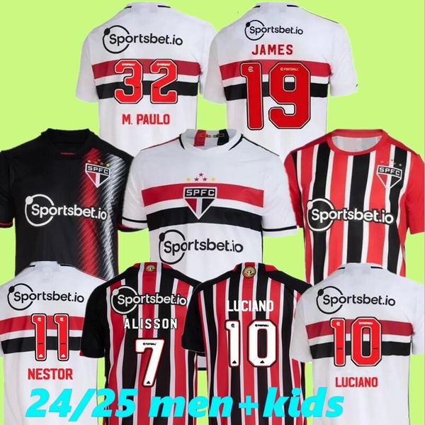 23/24 Camisetas de fútbol de Sao Paulo 2024 2025 local PABLO DANLVES IGOR GOMES LUCIANO LUAN IGOR GOMES BRENNER Camiseta de fútbol visitante kit para niños