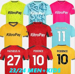 23 24 Sarabia Wolves Soccer Jerseys RAUL MATHEUS NETO NEVES TRAORE 2024 Wanderers PODENCE CUNHA LEMINA HEE CHAN Wolverhampton Football Shirts Hommes Kit Enfants Uniformes