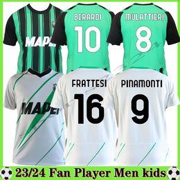 23 24 Sassuolo BERARDI PINAMONTI 2023 2024 Heren Voetbalshirts OBIANG DEFREL PEGOLO LAURIENTE Weg Voetbalshirts met korte mouwen