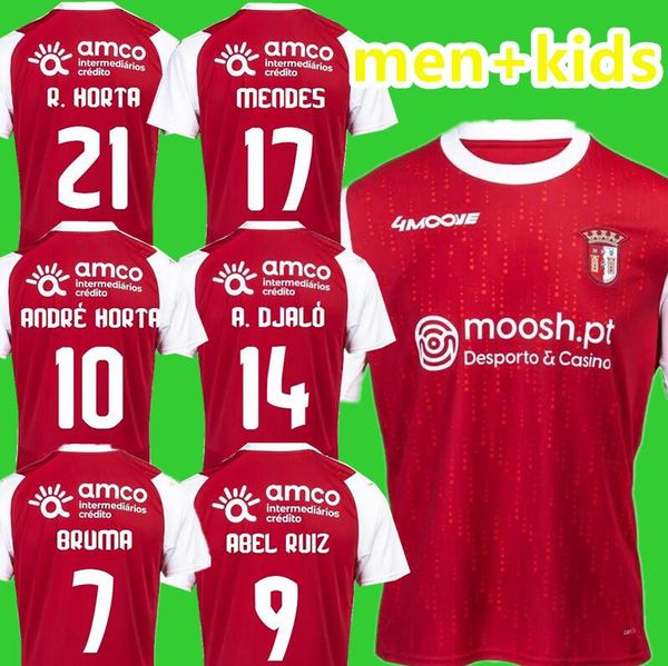 23 24 SC Braga R.HORTA SEQUEIRA Maillots de football pour hommes 2023 2024 ABEL RUIZ ANDRÉ HORTA PAULO OLIVEIRA BRUMA PIZZI A. DJALO Accueil Maillots de football à manches courtes rouges