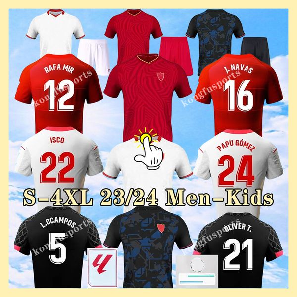 23 24 Séville Sevillas Soccer Jerseys Final L.OCAMPOS SUSO JONG Maillot GUDELJ K.REKIK TECATITO MUNIR RAFA 2023 2024 maison loin 3ème hommes enfants kit maillot de football garçon ensembles 3X