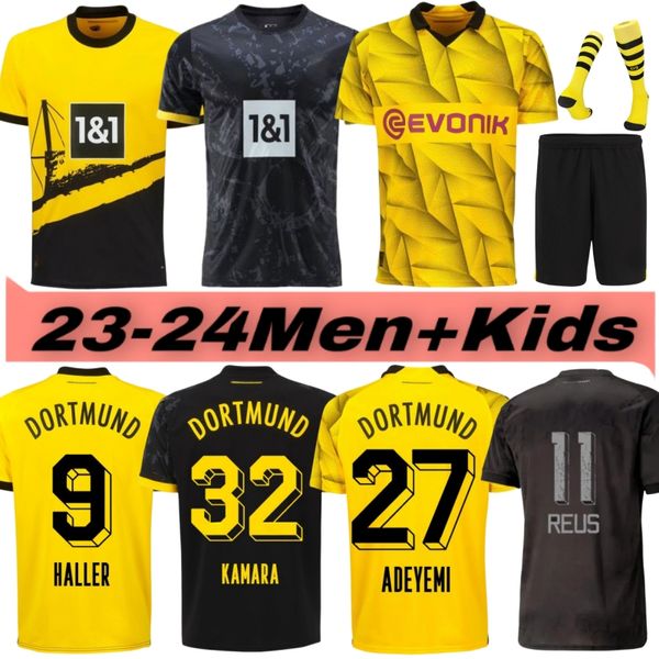 23 24 Soccer Club Haller Soccer Jerseys 2023 2024 Borussia Football Football Top Shirt NEONGELB HUMMELS BRANDT DORTMUND Hommes Enfants Kit Spécial Tout Maillot de Foot Noir