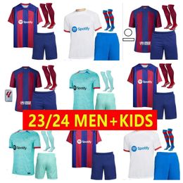 23 24 voetbalshirt Barca LEWANDOWSKI FC FERRAN Camiseta De Futbol AUBA Barca JOAO CANCELO 2023 2024 voetbal JOAO FELIX Barcelona tenues heren en kinderen