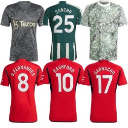 23 24 Jersey de football Bruno Fernandes Rashford Mount Chemises de football Home Away 3ème 2023 2024 Martial Hojlund Stone Roses Femmes Gardien de but GK Formation Pré-match S