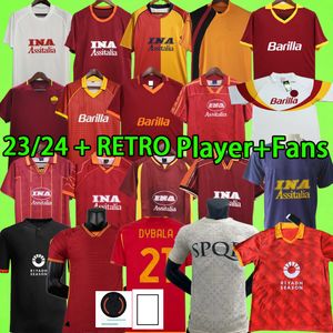 23/24 Jerseys de fútbol Cuarta Totti Dybala Retro Retro Pellegrini Abraham Camisa de fútbol 2023 2024 Fans Jugador Versión 89 90 91 92 94 95 96 97 98 99 00 01 02 05 06 17 18 HOGAR ADELUTOS 3RD